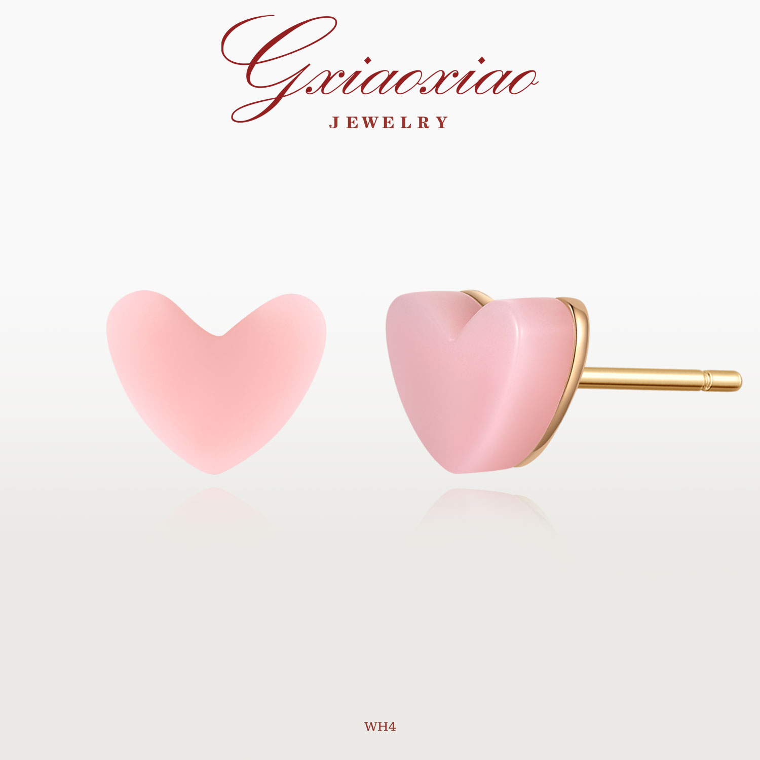 925银 镀K金 【甜心奶泡系列】轻奢简约果糖粉爱心耳环 WH4