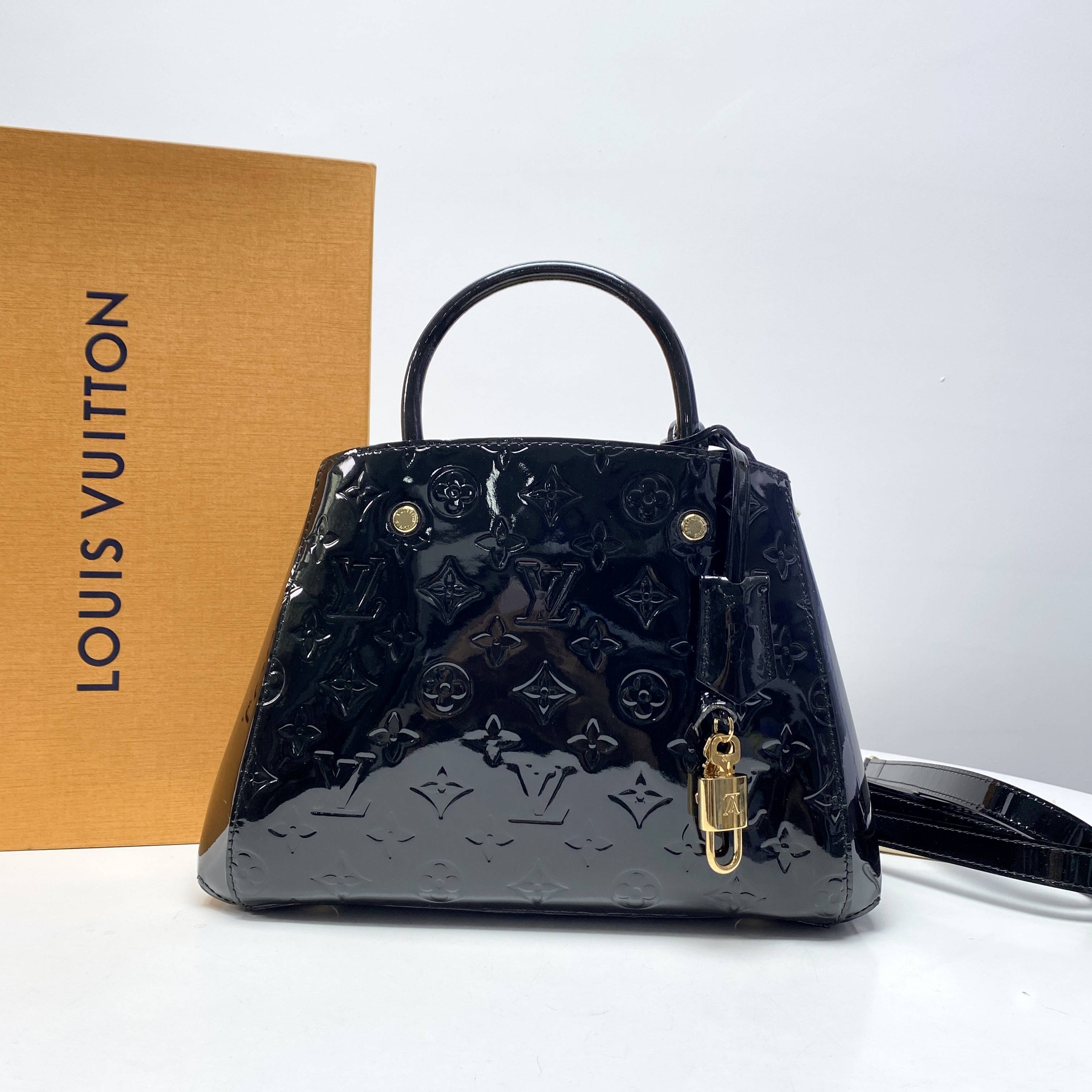95新 LouisVuitton/路易威登 玺越奢品 黑漆皮蒙田包 THHZ2954
