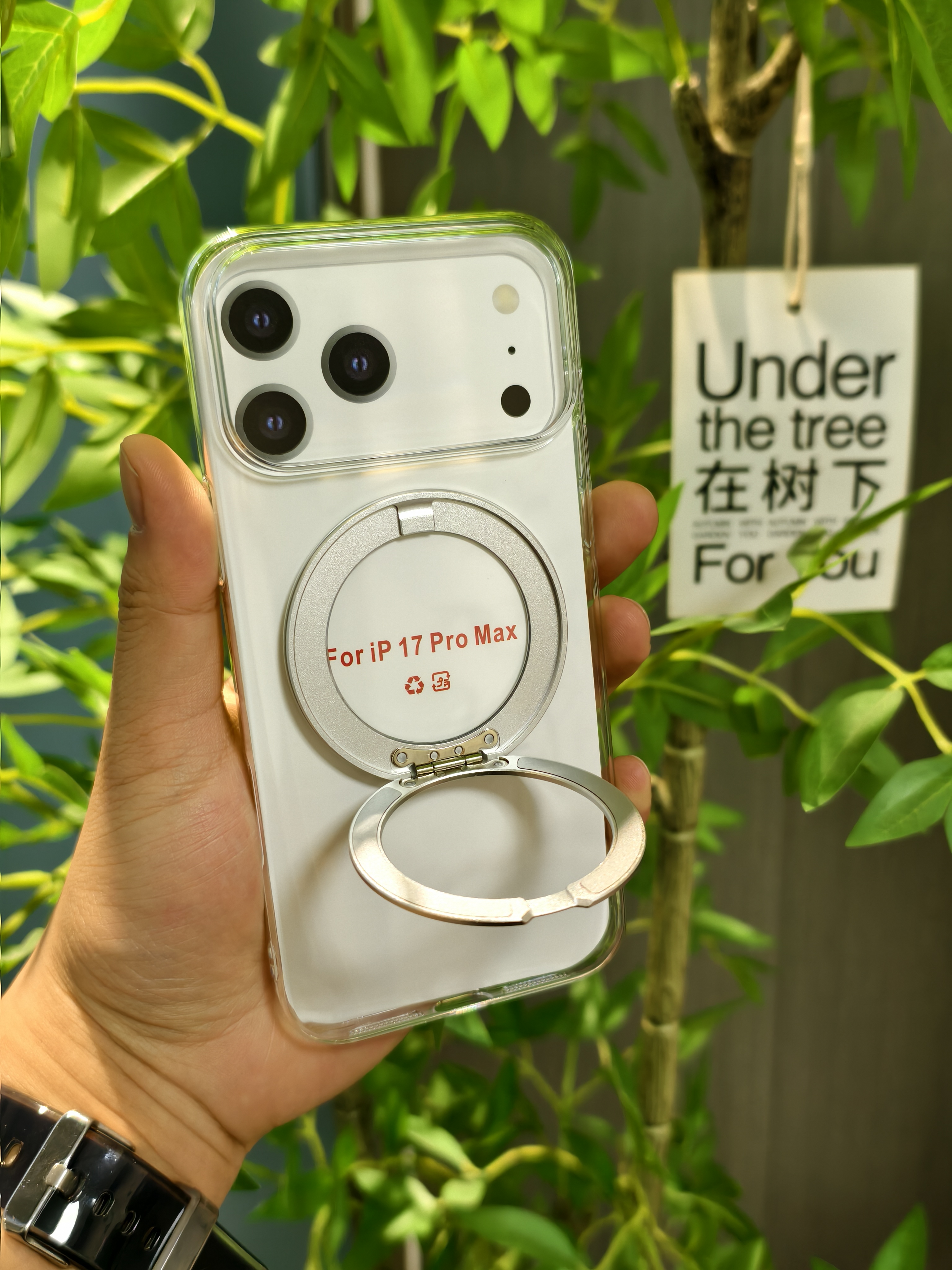 超薄360°旋转磁吸支架透明手机硬壳