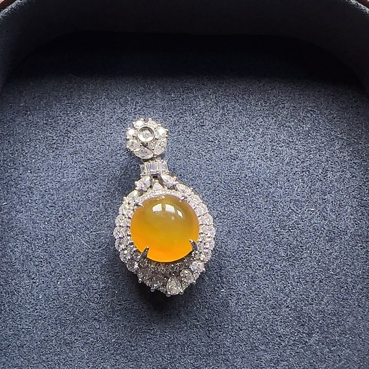 蛇纹石玉银S925镶嵌颈饰