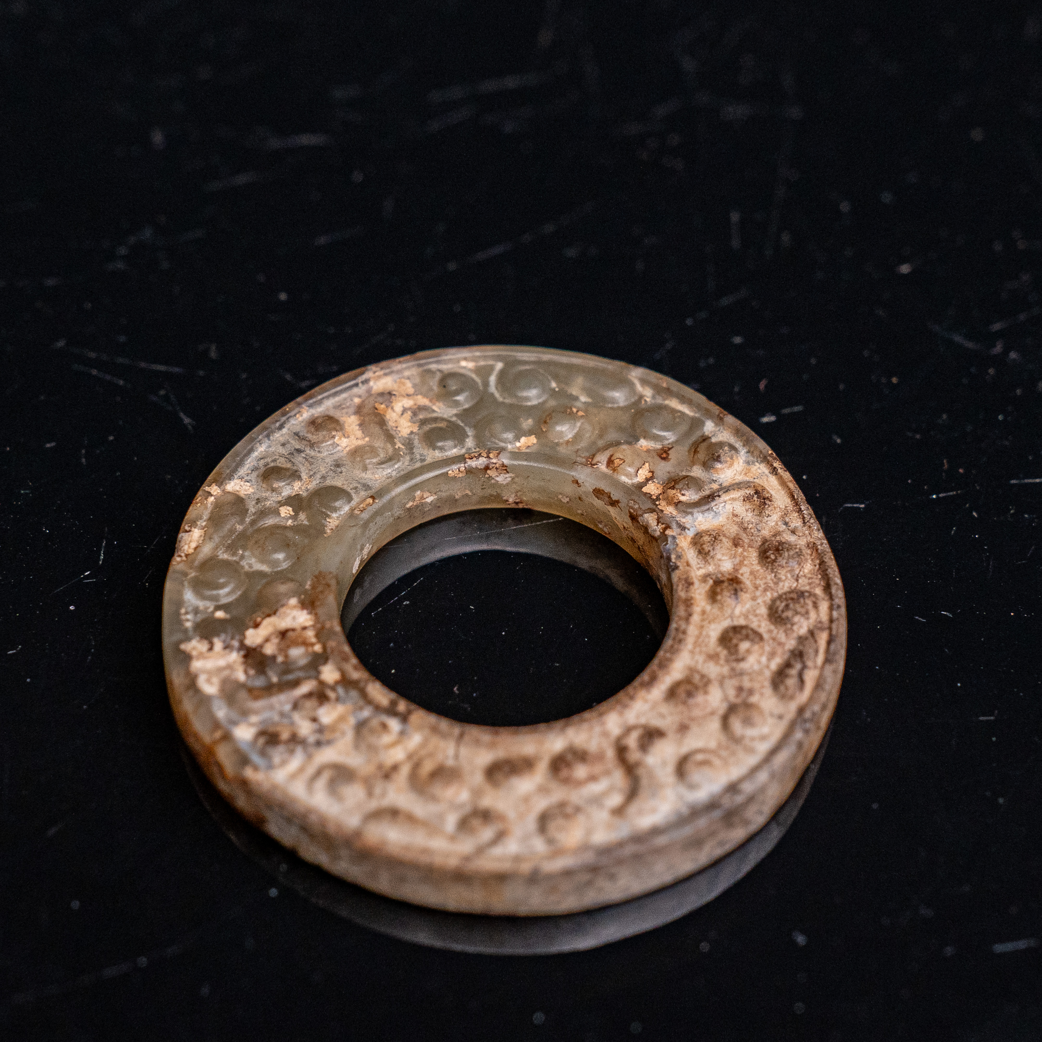 清代和田玉刻纹玉璧-NX