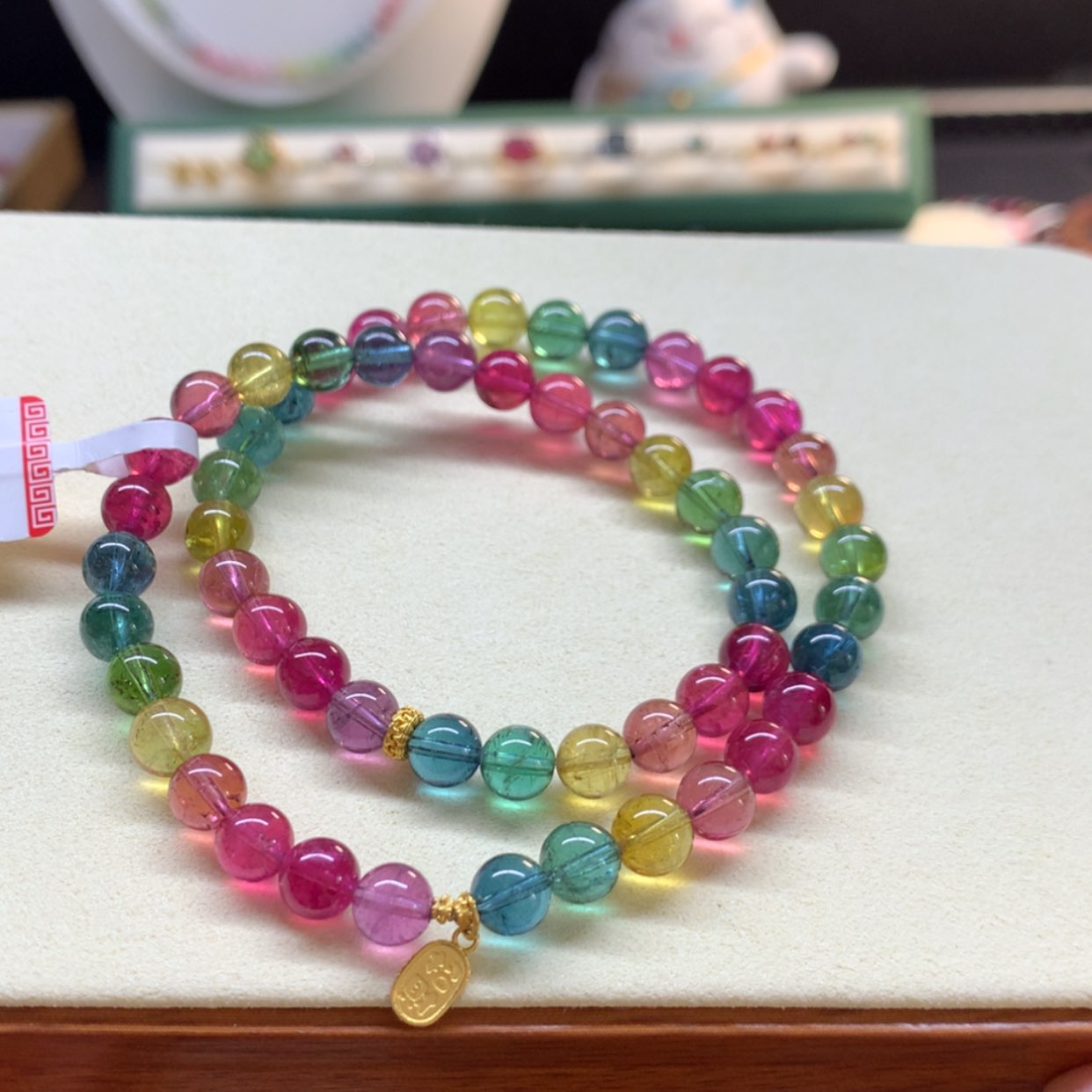 【闪购商品】碧玺手串未镶嵌艳丽荧光色标6.6mm