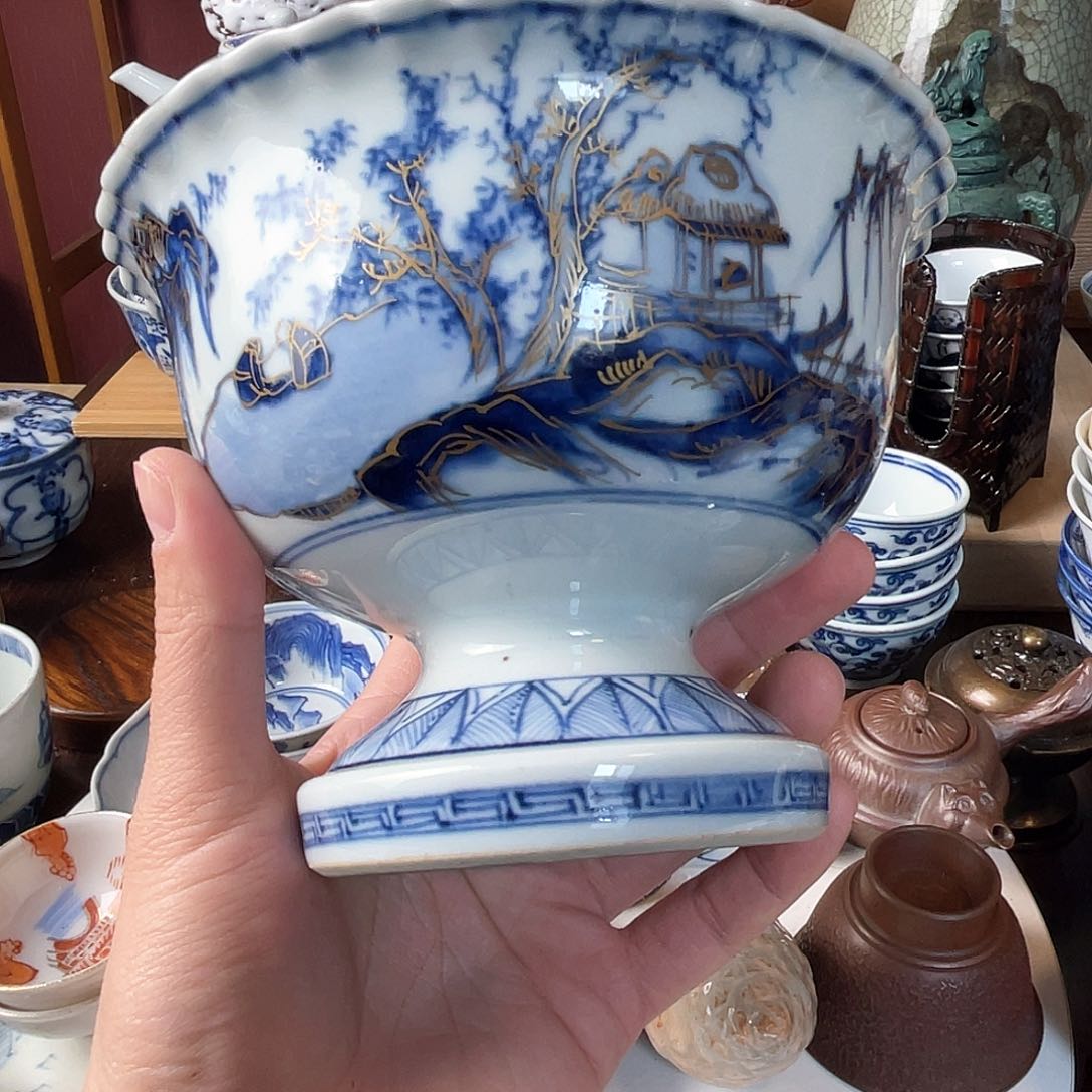 S***E九谷好看的高足大碗