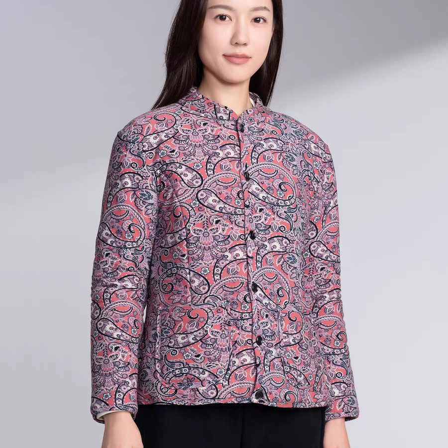 铜牛羊毛印花家居女棉袄 2025秋冬新款开襟贴护家居服上衣女VS360