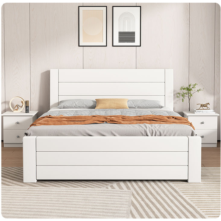 中式实木床1.8米双人床主卧出租房经济型简约1.5米家用1米单人床