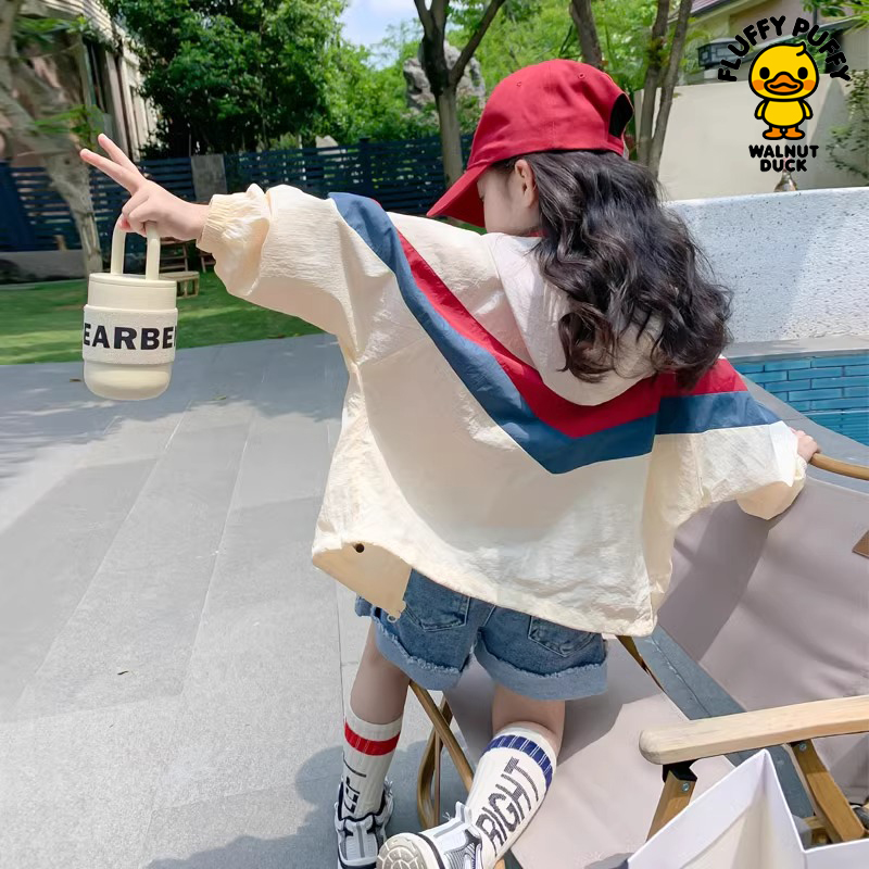 WALNUTDUCK儿童拼色防晒衣2025夏季新款男宝女宝薄款透气外套