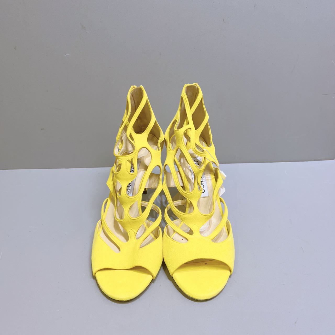 99新 JIMMY CHOO/吉米周  经典款麂皮高跟凉鞋 38码跟高7