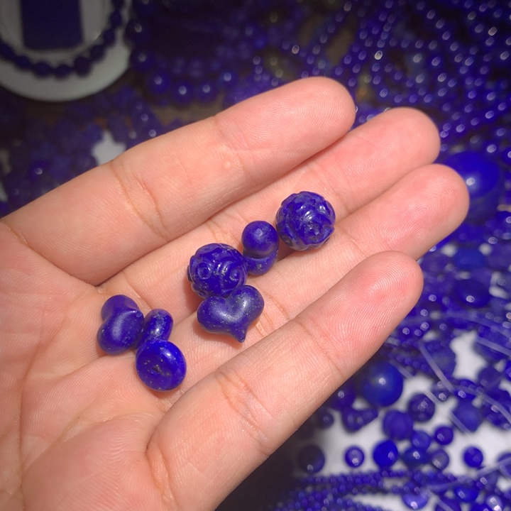 小***虫青金石未镶嵌爱心回纹珠