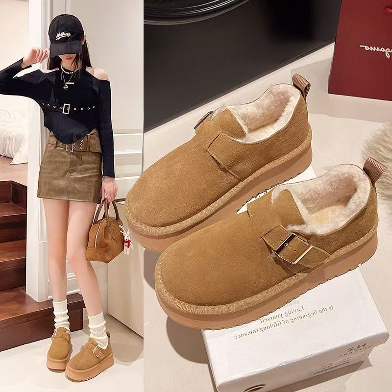 队队定制~828防滑加厚时尚休闲皮带扣百搭保暖雪地靴