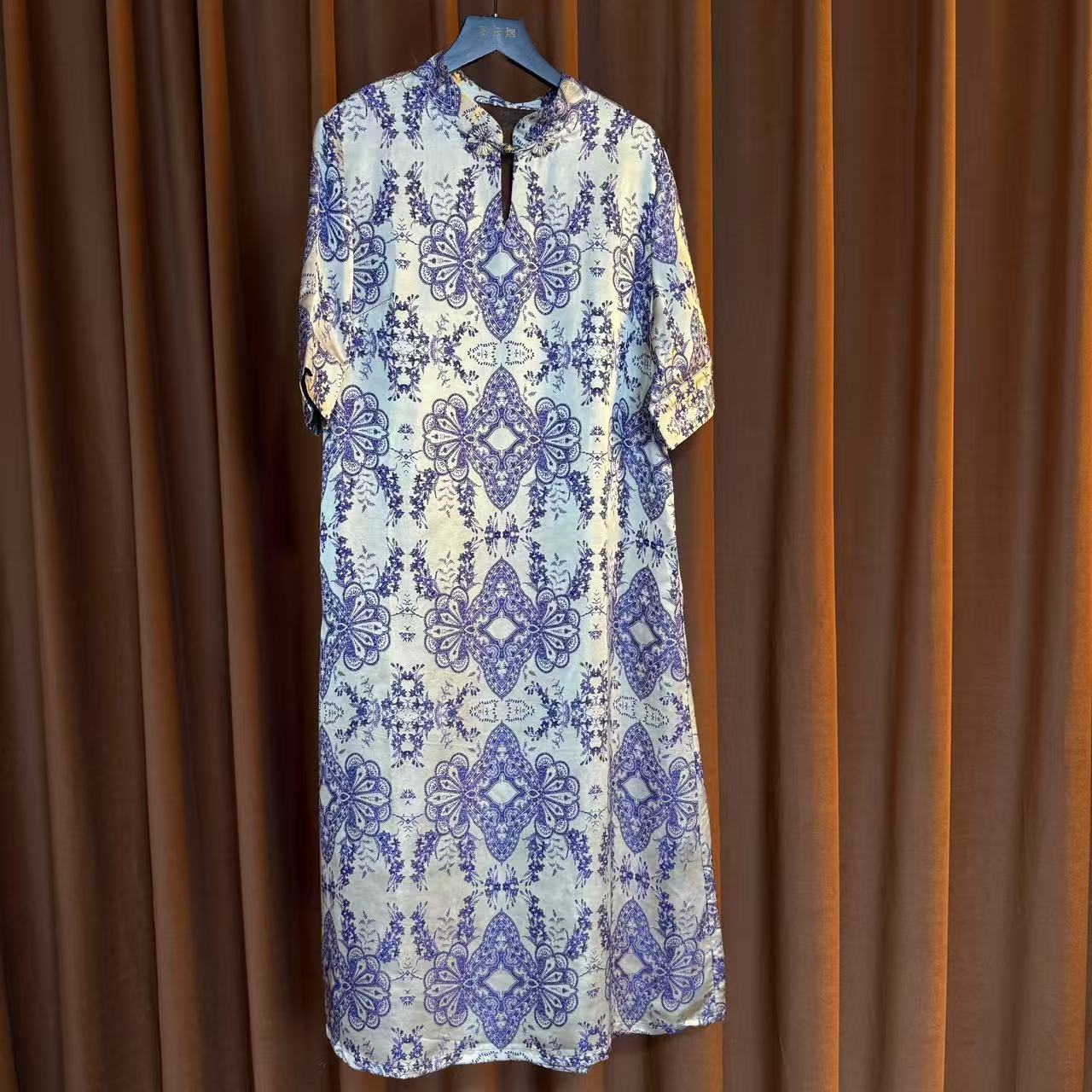 【鸣楚】新中式时尚国风复古气质连衣裙女装2025夏季新款长裙