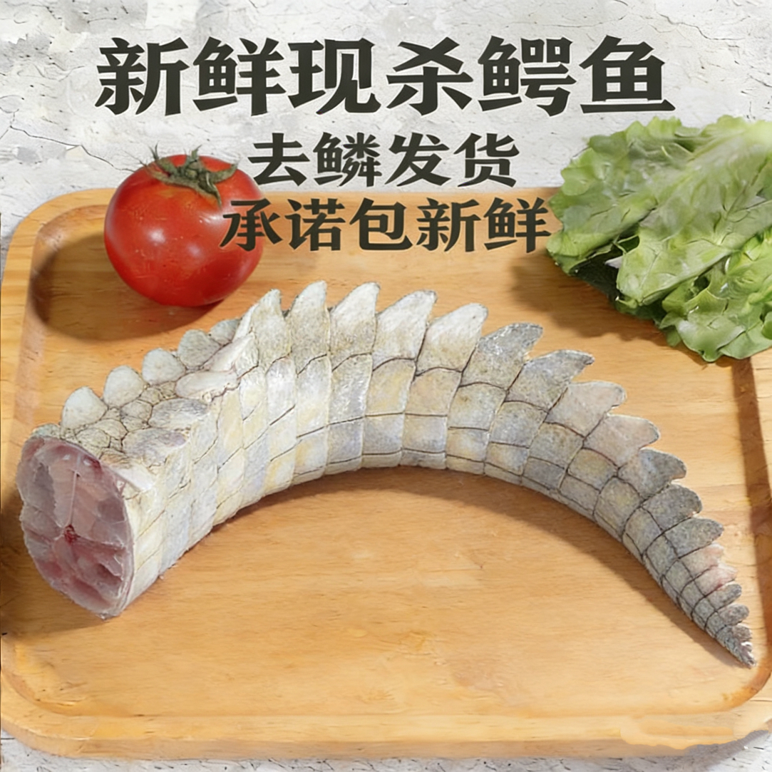新鲜现杀鳄鱼尾尖肉人工养殖鳄鱼肉清蒸 煲汤 红烧 焖 炖顺丰包邮