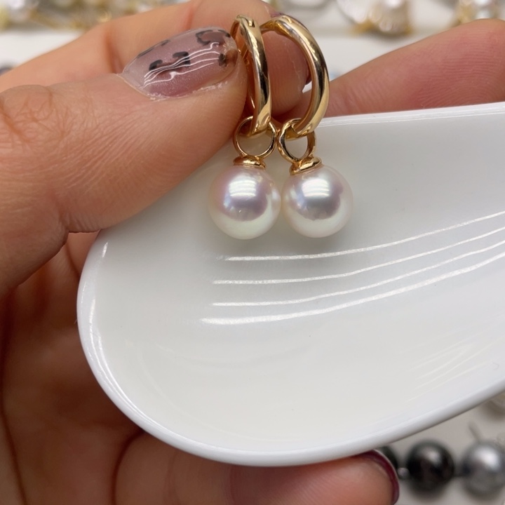 海水珍珠耳饰银S925镶嵌