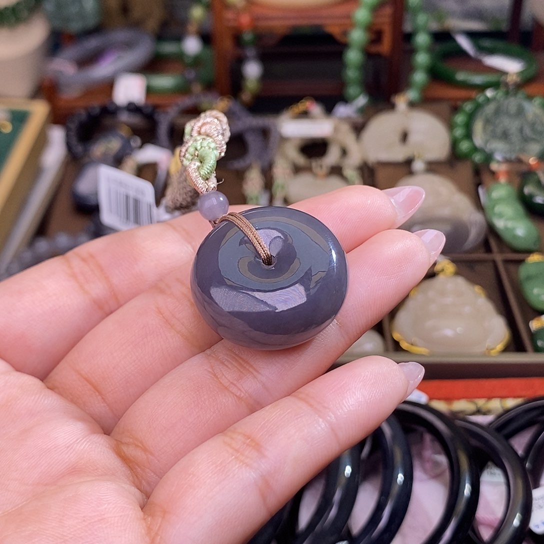 和田玉烟紫老料平安扣未镶嵌