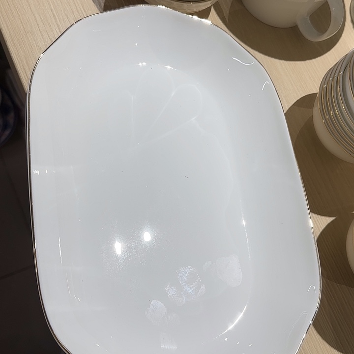 瓷12寸深窝骨瓷金边鱼盘1个正品