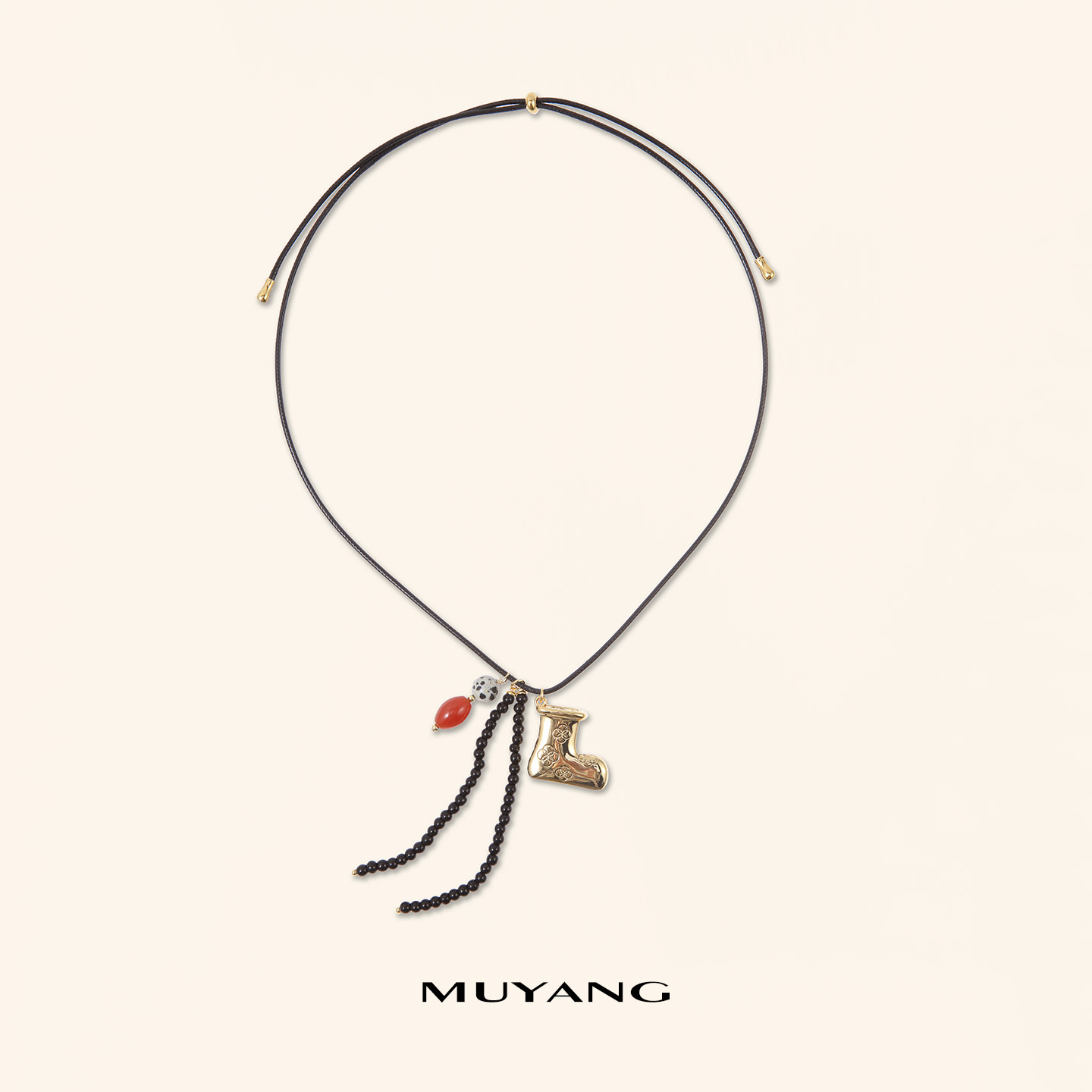 muyang/慕阳 铜合金玻璃吊坠 气质百搭手工可爱时尚小靴子项链