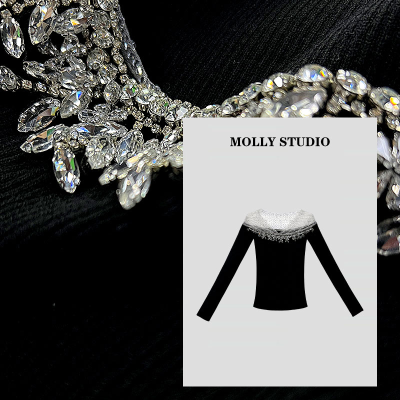 【一眼万年】Molly时尚气质显瘦轻奢重工女拼接针织衫上衣 M2530091