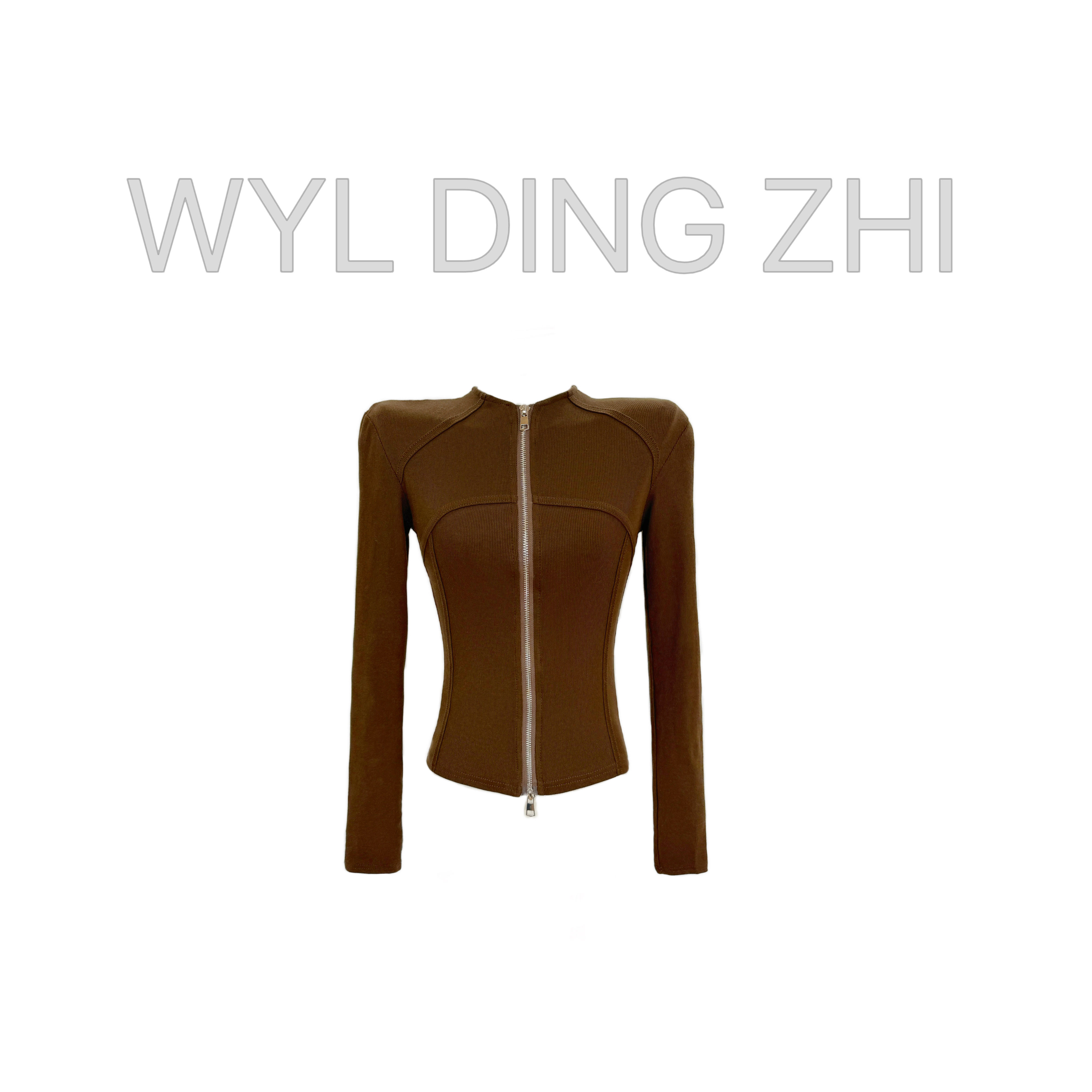 「机车微帅」辣妹纯色常规慵懒风拉链通勤长袖T恤秋冬百搭收腰上衣