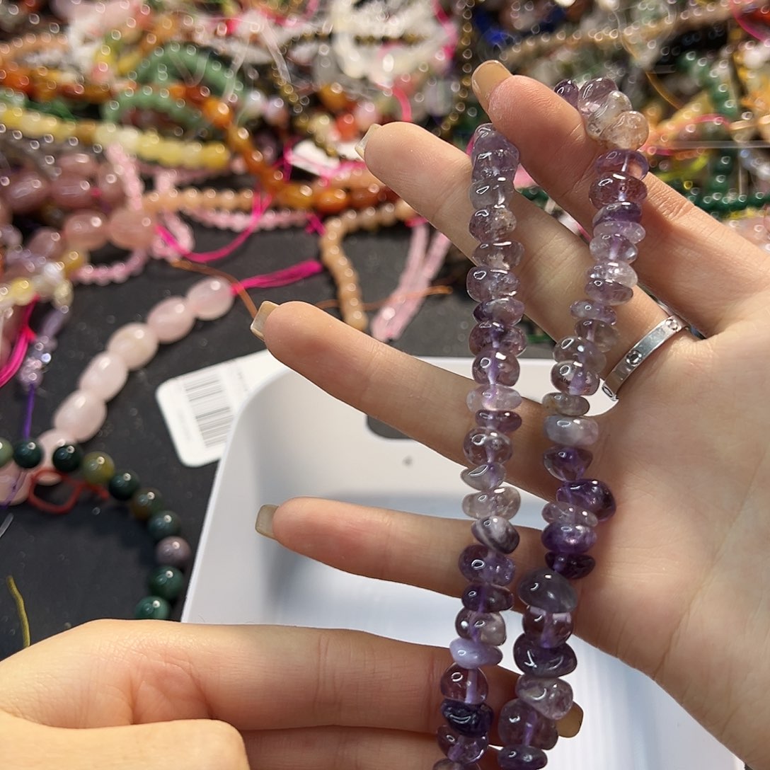 玛瑙/玉髓合金珠宝半成品紫水晶大碎碎一条
