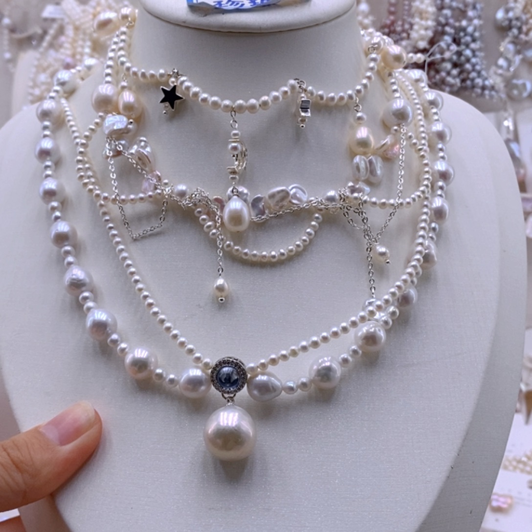 银S925镶嵌淡水珍珠耳饰