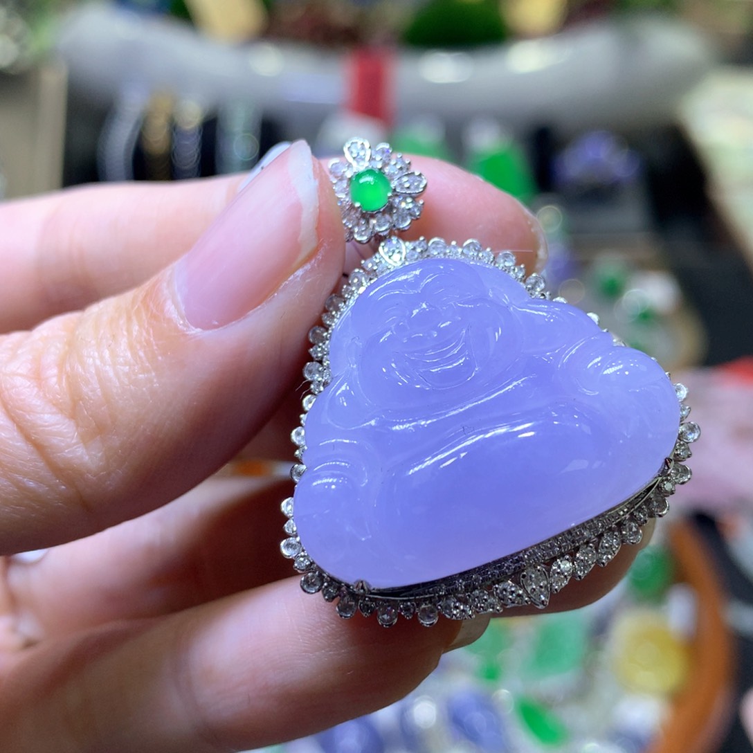 【闪购商品】翡翠颈饰18K金镶嵌翡翠吊坠项链