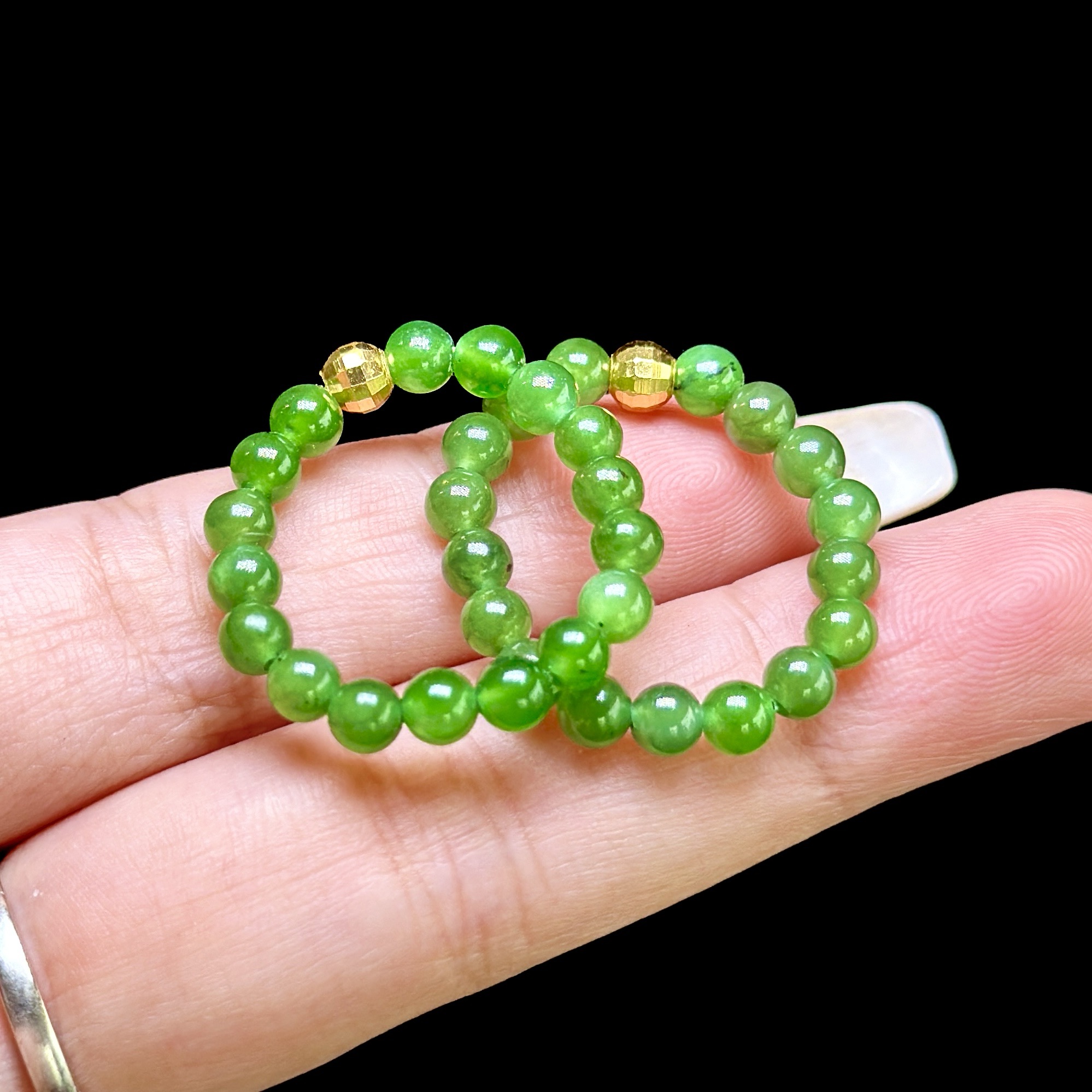 【JQ】和田玉碧玉指环约4mm（多样性发其一）