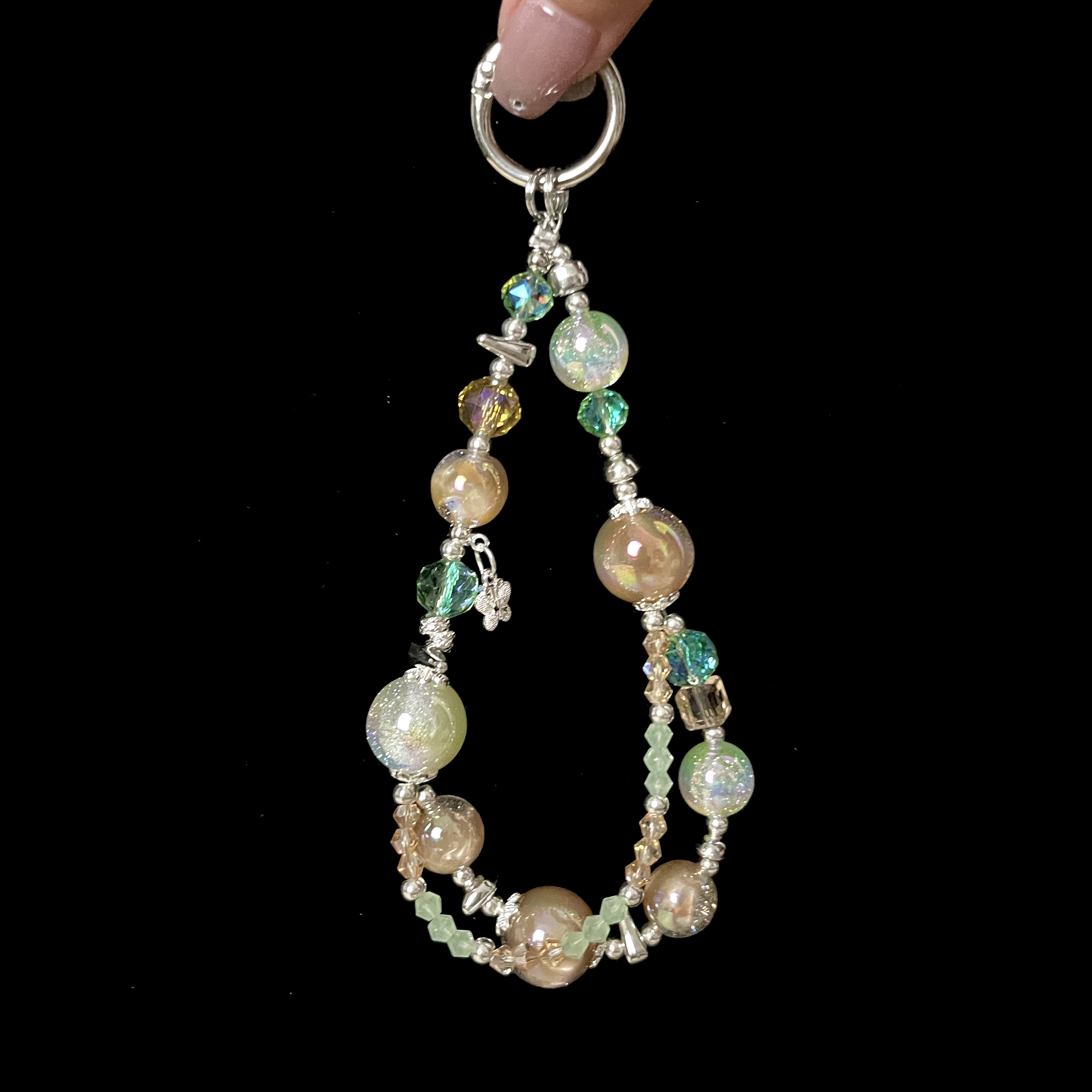 【薄荷梦境】新中式水晶串珠链条手机挂链双链相机ccd挂饰精致手提