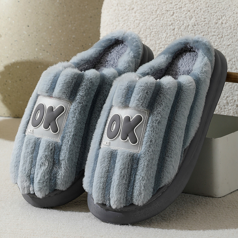冬季男士EVA棉拖鞋女情侣加厚底防滑保暖简约女冬天加绒居家拖鞋