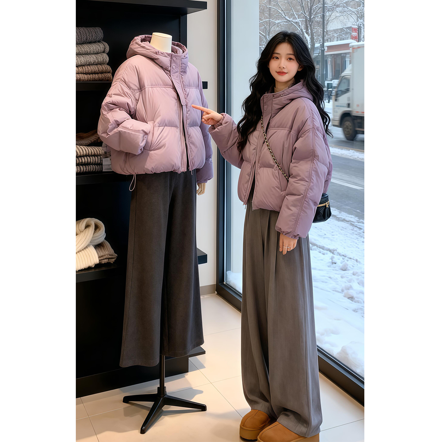 短款白鸭绒羽绒服女冬季2025新款巨好看的小个子加厚版型好面包服