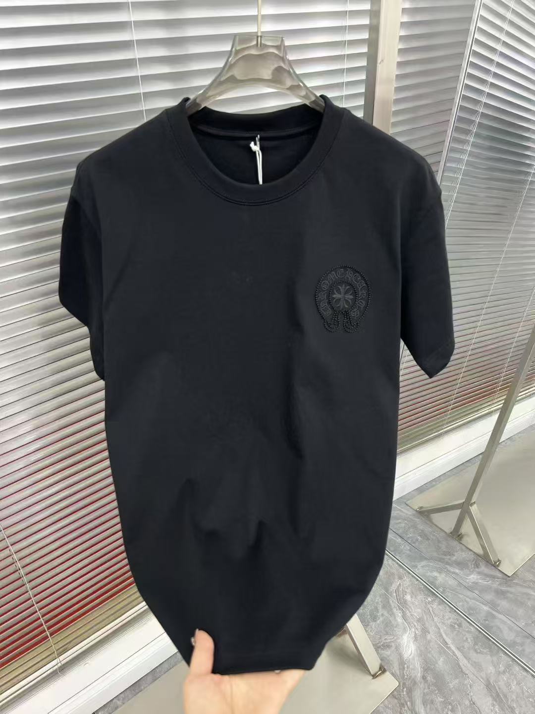 克罗新款刺绣痞帅T恤上衣春秋短袖轻奢欧洲站潮牌短袖t恤男宽松