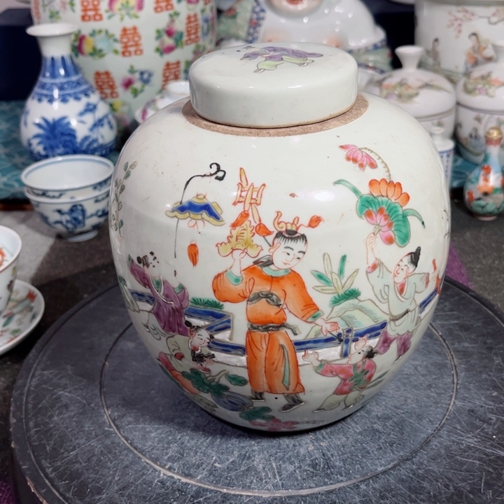 紫砂茶叶罐粉彩人物888888888