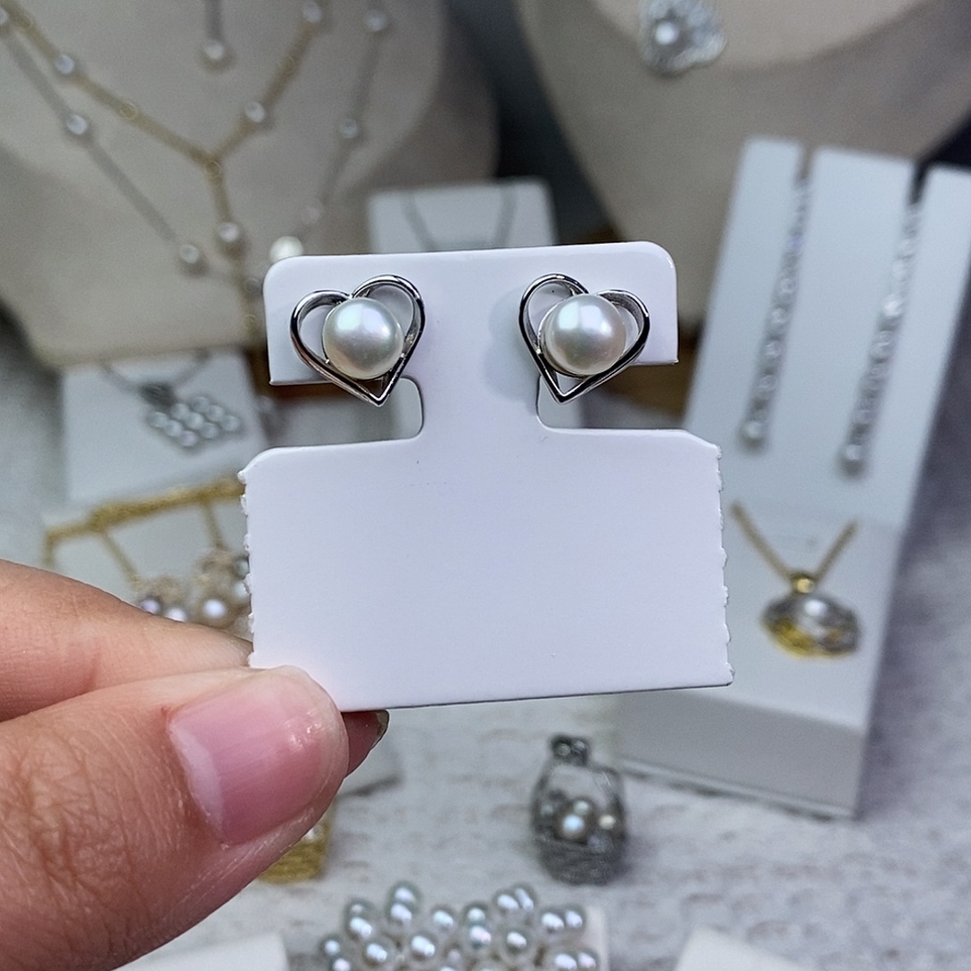 银S925镶嵌淡水珍珠耳饰