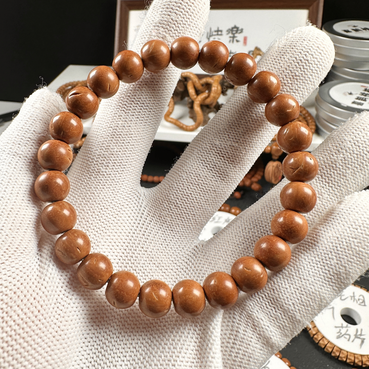 秦岭龙纹桃核9+浅纹苹果珠，龙纹桃核管，孔道完美，