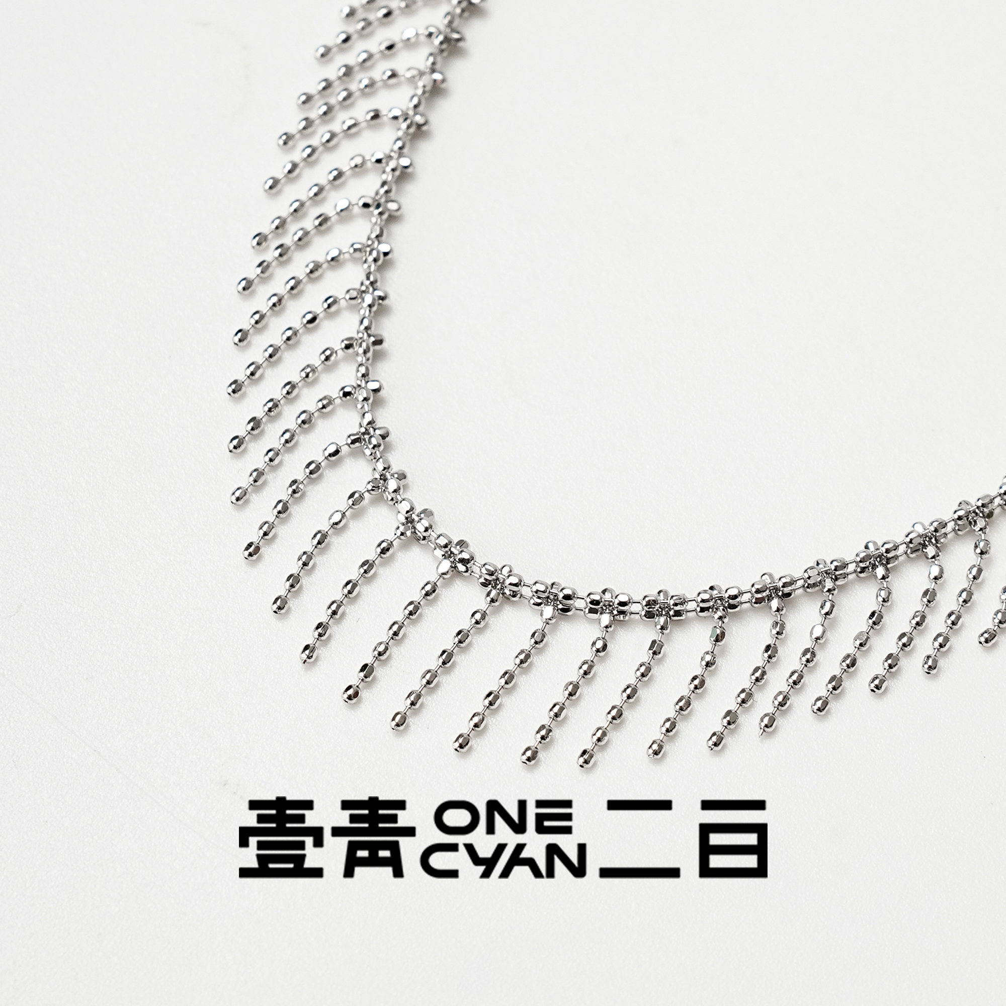 ONECYAN 坠链均925银 《流云》纯银意大利手工轻奢小众爆闪流苏项链