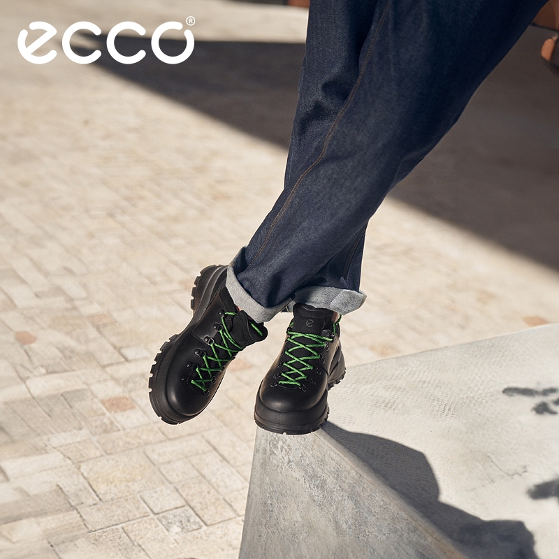 ECCO爱步工装鞋男款美式复古厚底低帮马丁靴皮鞋踪迹30 550614