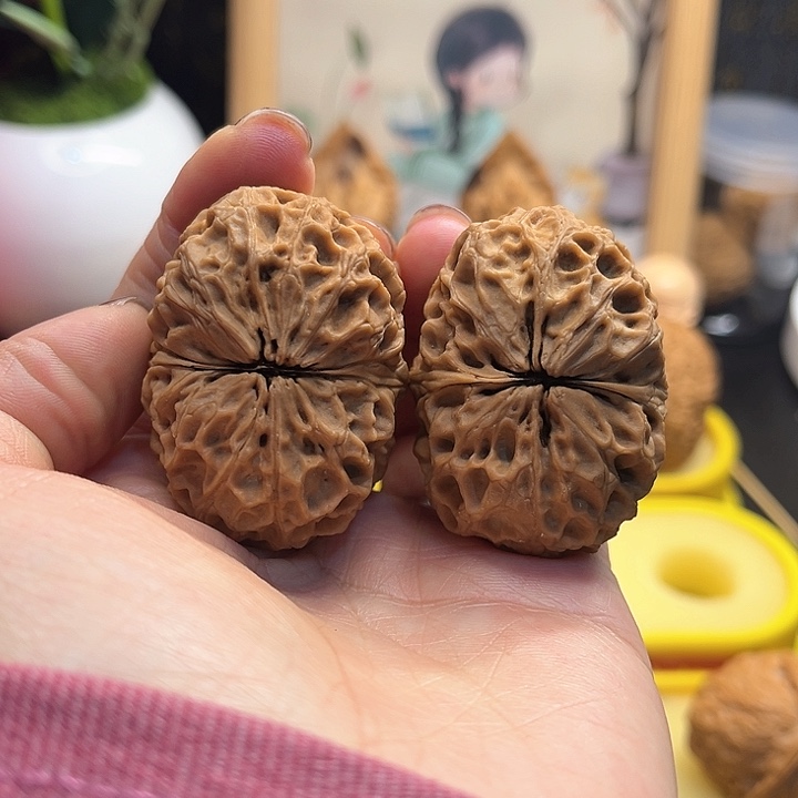 桃核把件福***财文玩核桃手把件