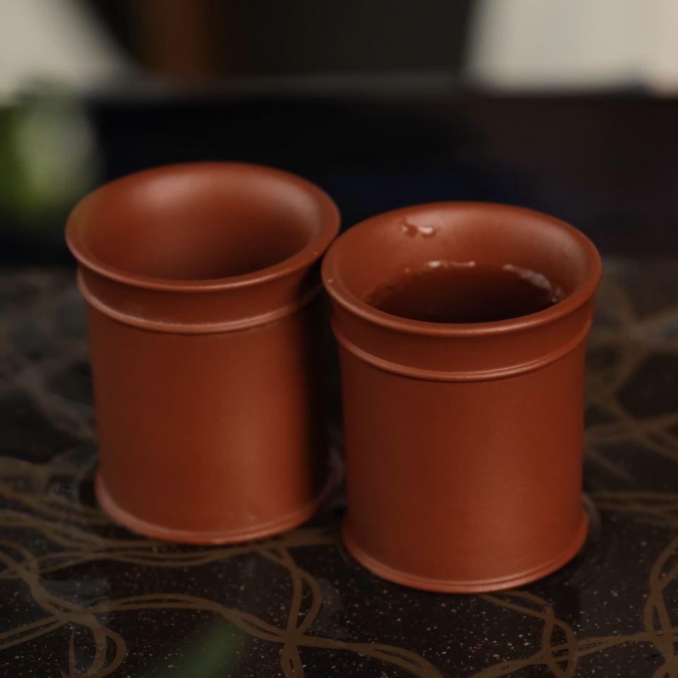 见铭造 朱泥闻香杯品茗杯一对两只
