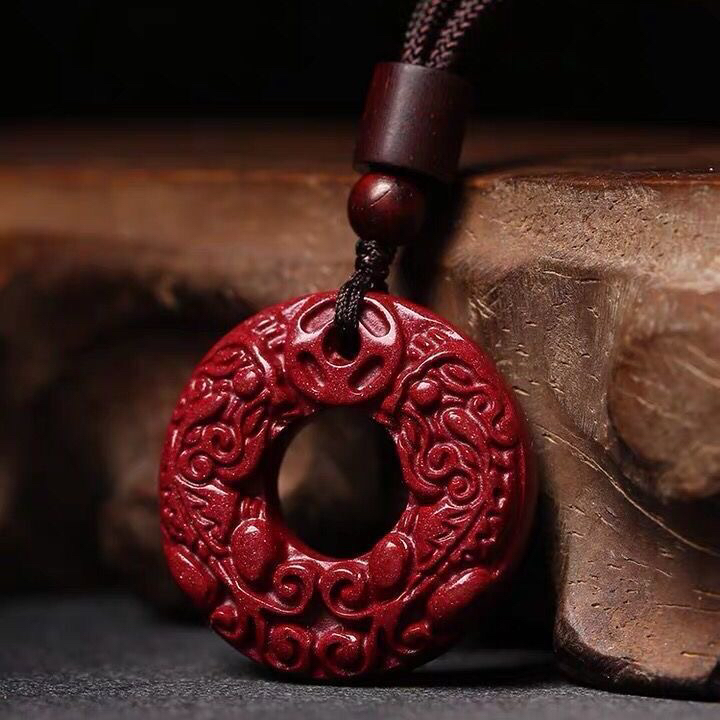 含辰砂工艺品朱砂双貔貅平安扣吊坠男生女生礼物