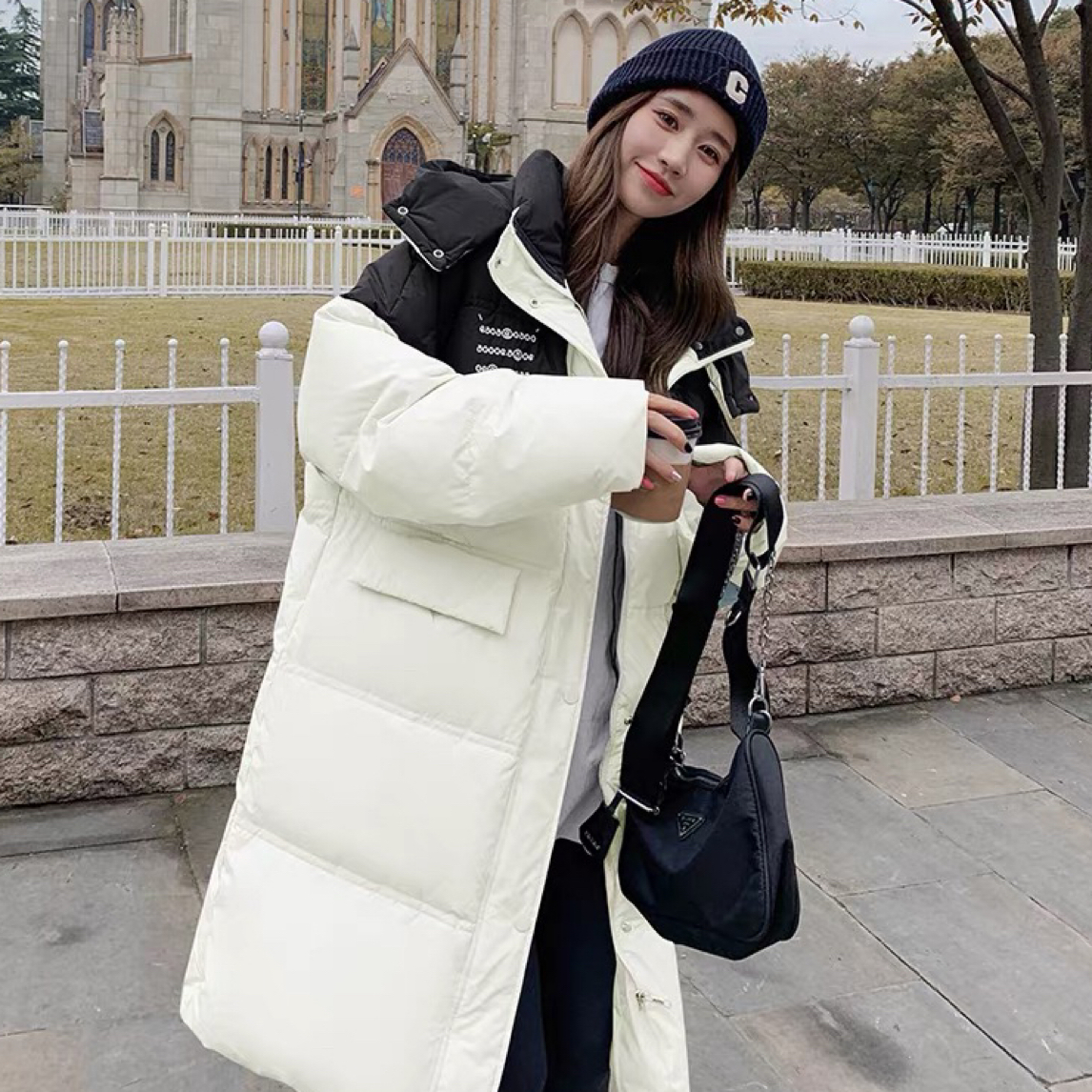 1518米白色侧字母加厚工装外套B25-3