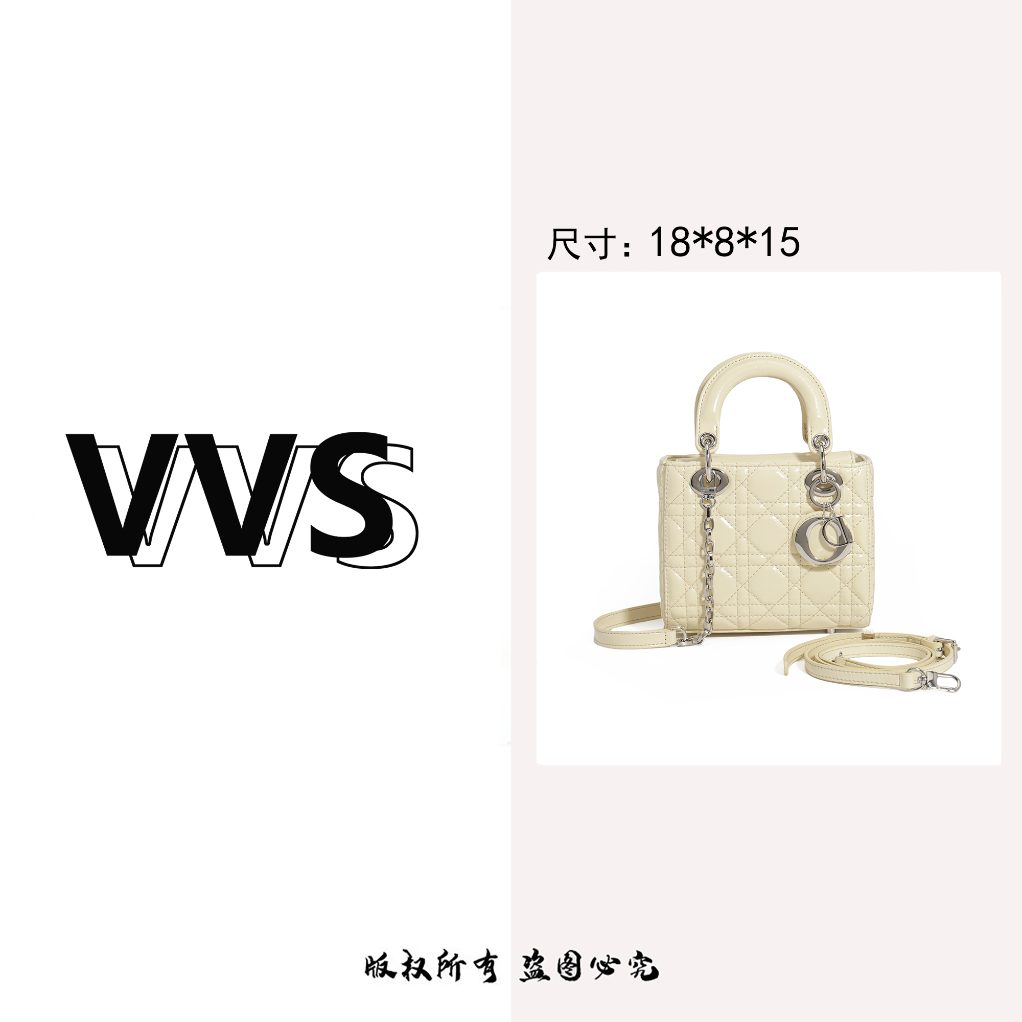 【VV专属】夏季新款女士手提斜挎包轻奢小方RD-82832浅黄