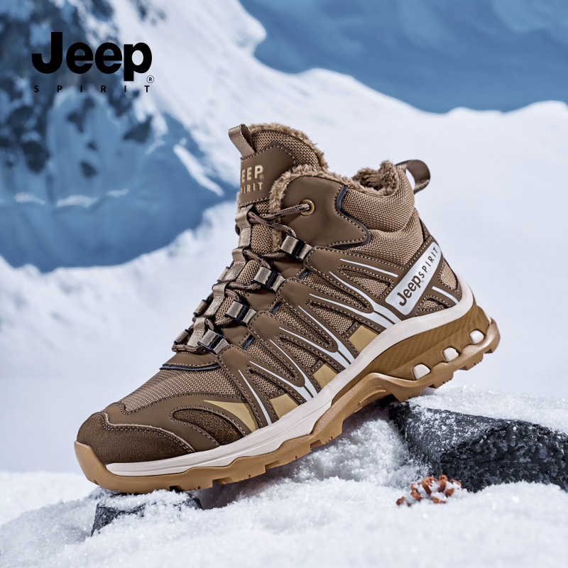 JEEPSPIRIT吉普雪地靴加绒加厚男鞋2025年新款高帮防寒靴男款鞋子