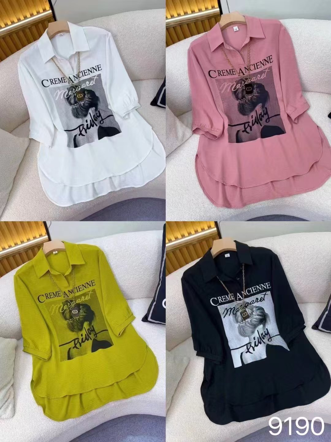 时尚洋气减龄显瘦美女图印花百搭小衫设计感衬衫