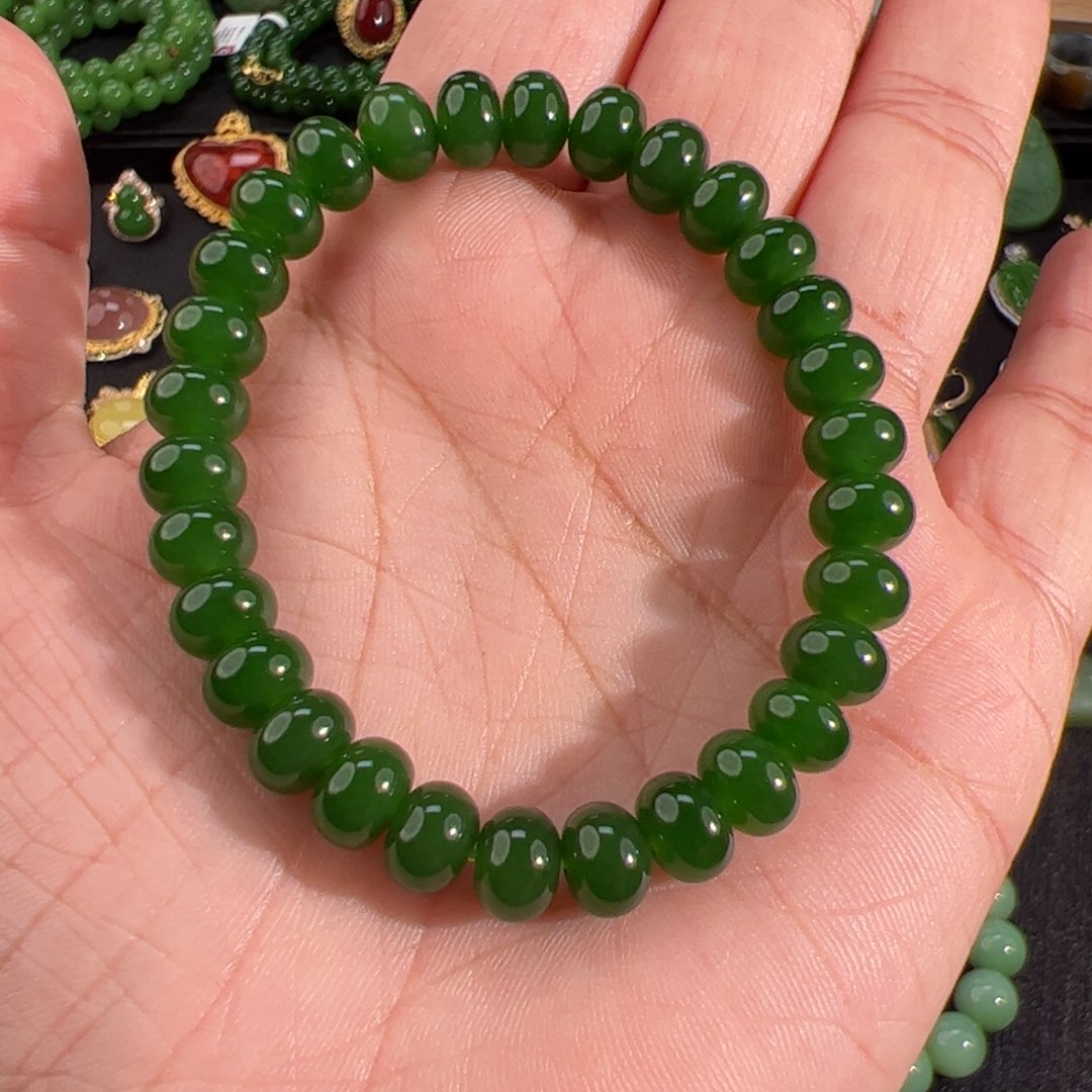 和田玉（碧玉）手串未镶嵌7*