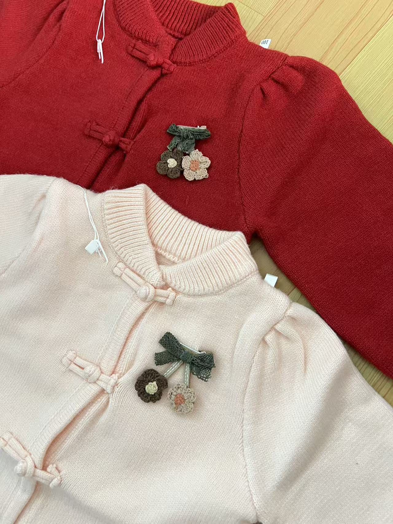 中小童婴儿厚毛衣中国风秋冬款小公主长袖毛衣女宝宝上衣