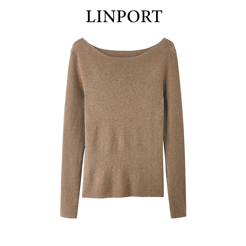 【法式微落】百搭气质休闲一字羊毛针织衫上衣LB251124