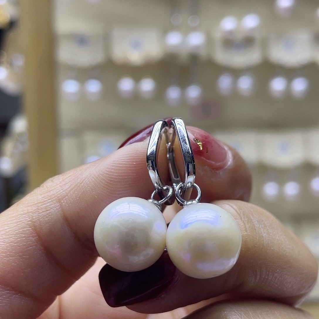 淡水珍珠耳饰银S925镶嵌