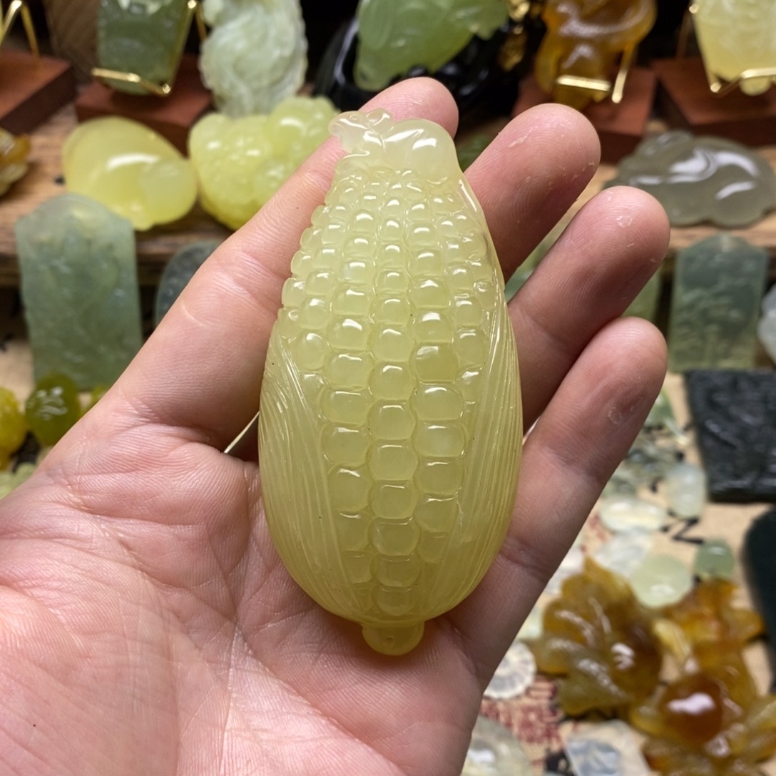 未镶嵌岫玉玉米手把
