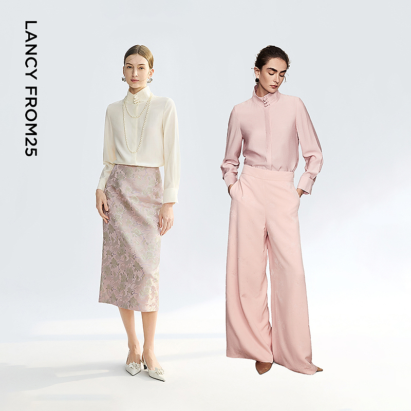 朗姿新中式上衣高级感气质内搭叠穿长袖白衬衫设计感欧若风