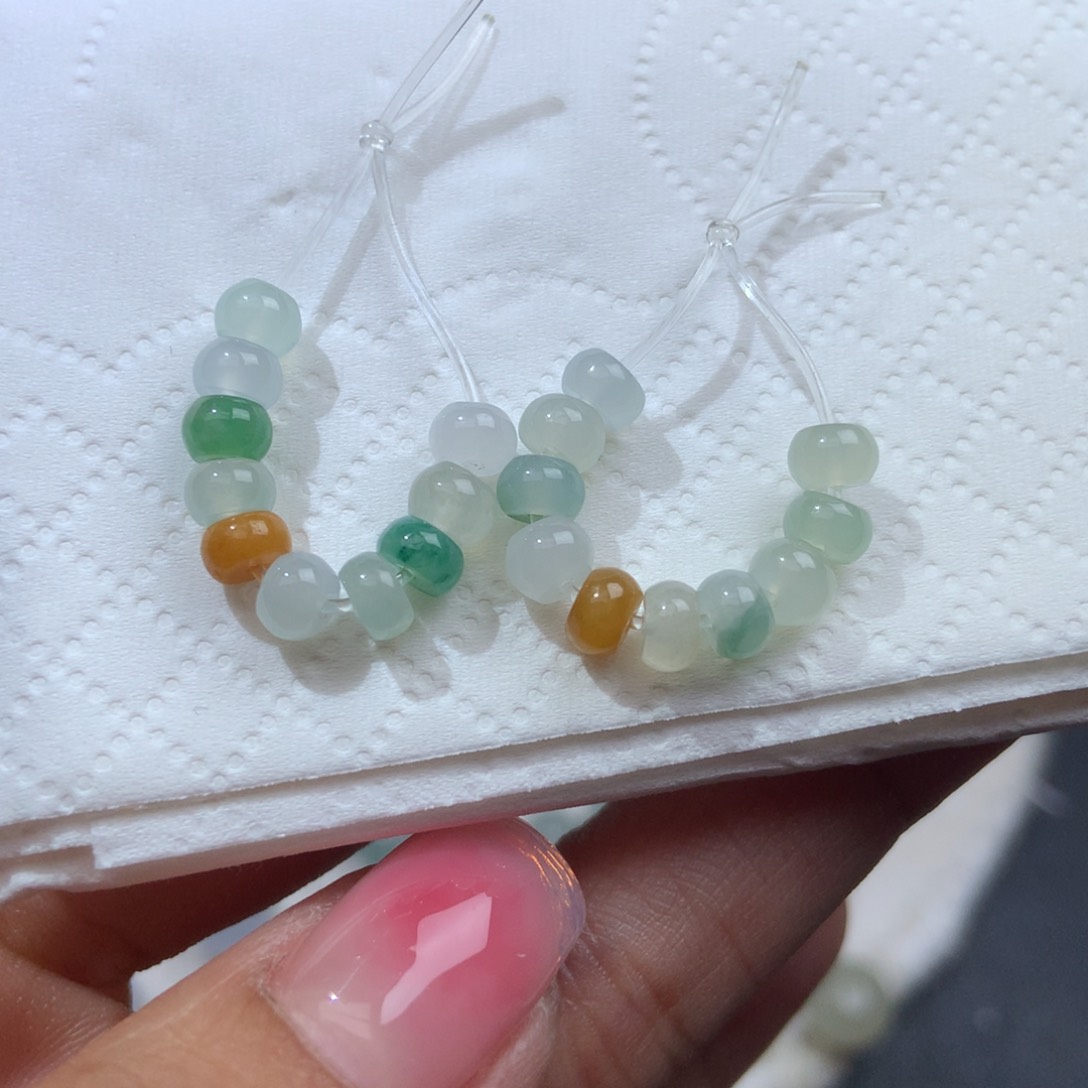 翡翠散珠卡4.5mm冰马卡龙鼓珠20颗