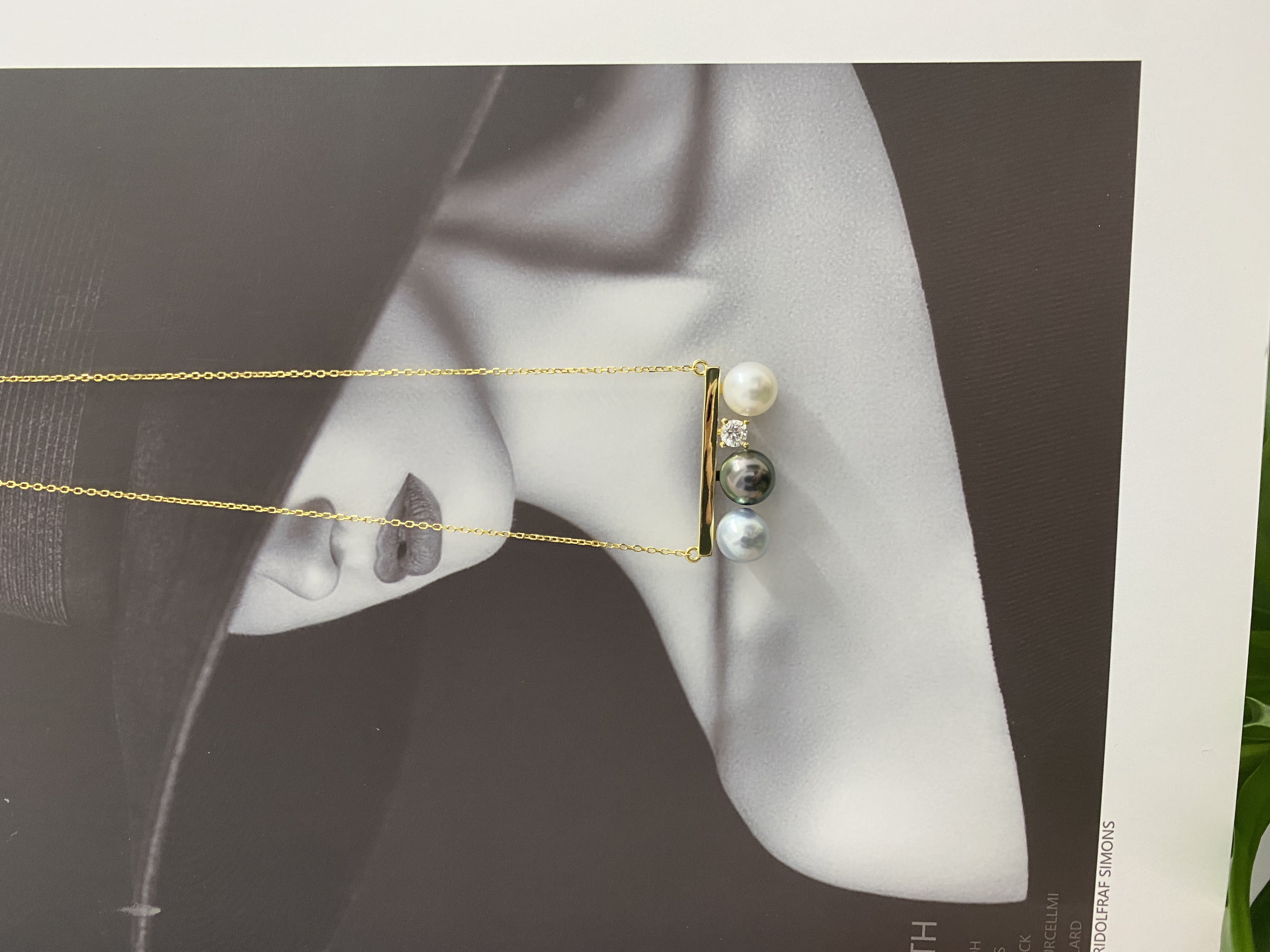 天然海水大溪地与澳白结合的三珠平衡木套链气质轻奢