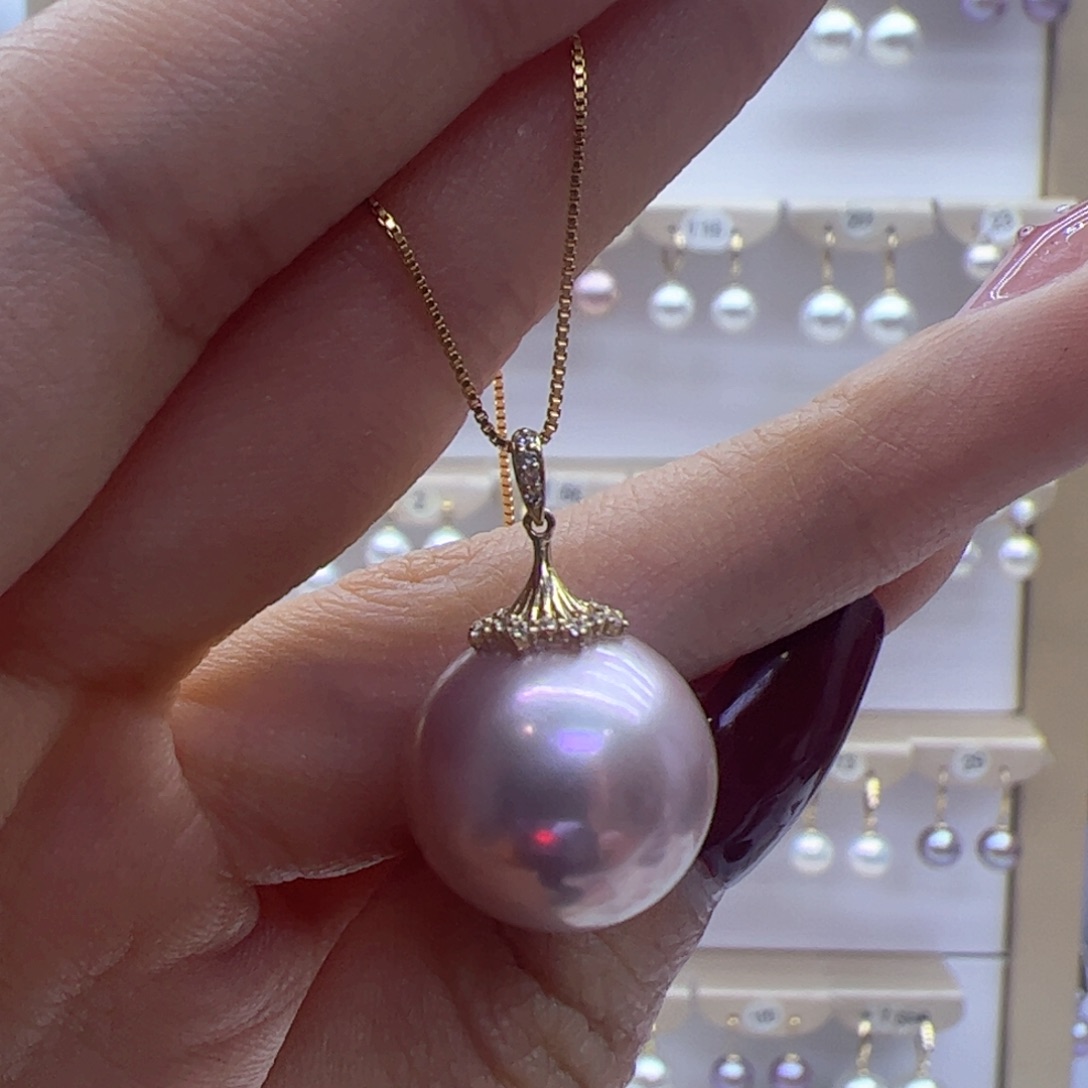 淡水珍珠吊坠(赠链)18K金镶嵌